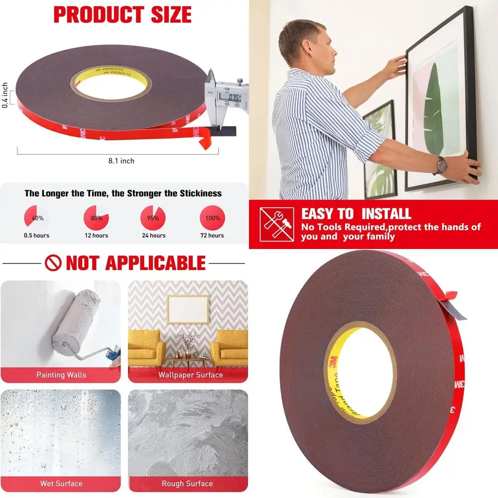 Double Sided Tape Heavy Duty 100FT, Waterproof Strong Mounting Adhesive Tape for Walls, Car, Home Decor, Office Decor (100FT x 0
Double Sided Tape Heavy Duty 100FT, Waterproof Strong Mounting Adhesive Tape for Walls, Car, Home Decor, Office Decor (100FT x 0