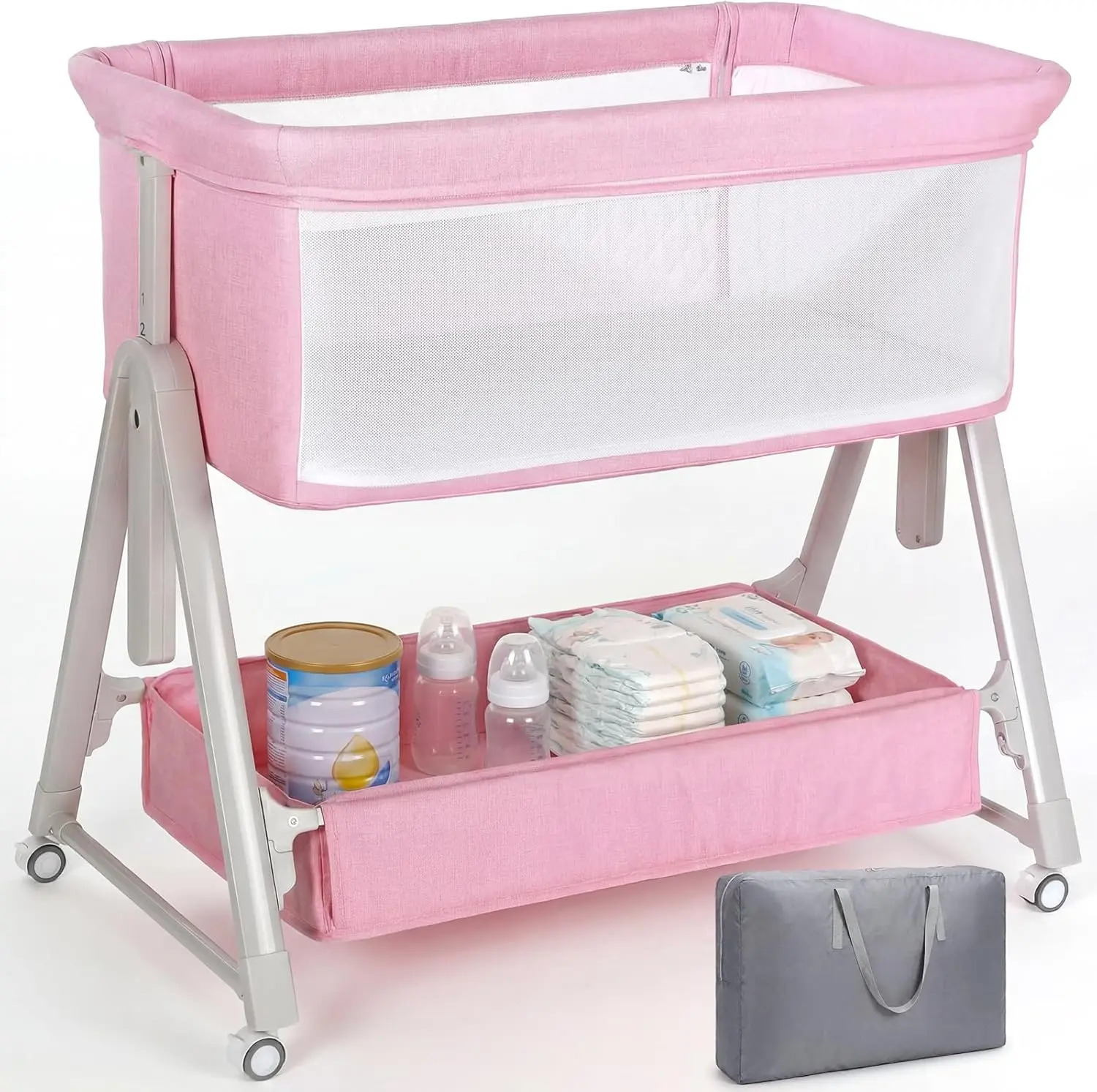 Bassinet Bedside Sleeper,3-in-1 Baby Bassinet with Comfy Mattress & Wheels,Easy Folding Portable Bedside Bassinet for Baby with
Bassinet Bedside Sleeper,3-in-1 Baby Bassinet with Comfy Mattress & Wheels,Easy Folding Portable Bedside Bassinet for Baby with