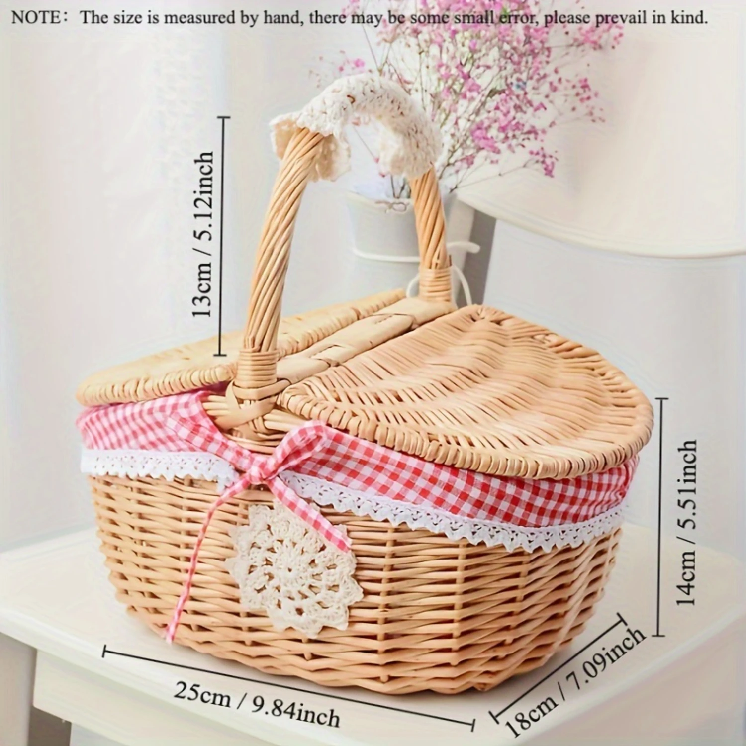 1pc Rustic Rattan Basket, Woven Wicker Picnic Basket With Fabric Lining, Country Style Large Basket, Multi-Purpose Fruit Baske
1pc Rustic Rattan Basket, Woven Wicker Picnic Basket With Fabric Lining, Country Style Large Basket, Multi-Purpose Fruit Baske