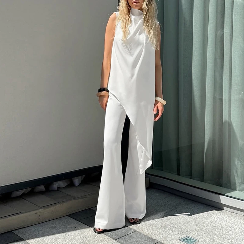 White Turtleneck Sleeveless Irregular Vest And Pants Sets Summer Beach Vacation Two Piece Sets Lady Casual Loose Commute Outfits
White Turtleneck Sleeveless Irregular Vest And Pants Sets Summer Beach Vacation Two Piece Sets Lady Casual Loose Commute Outfits