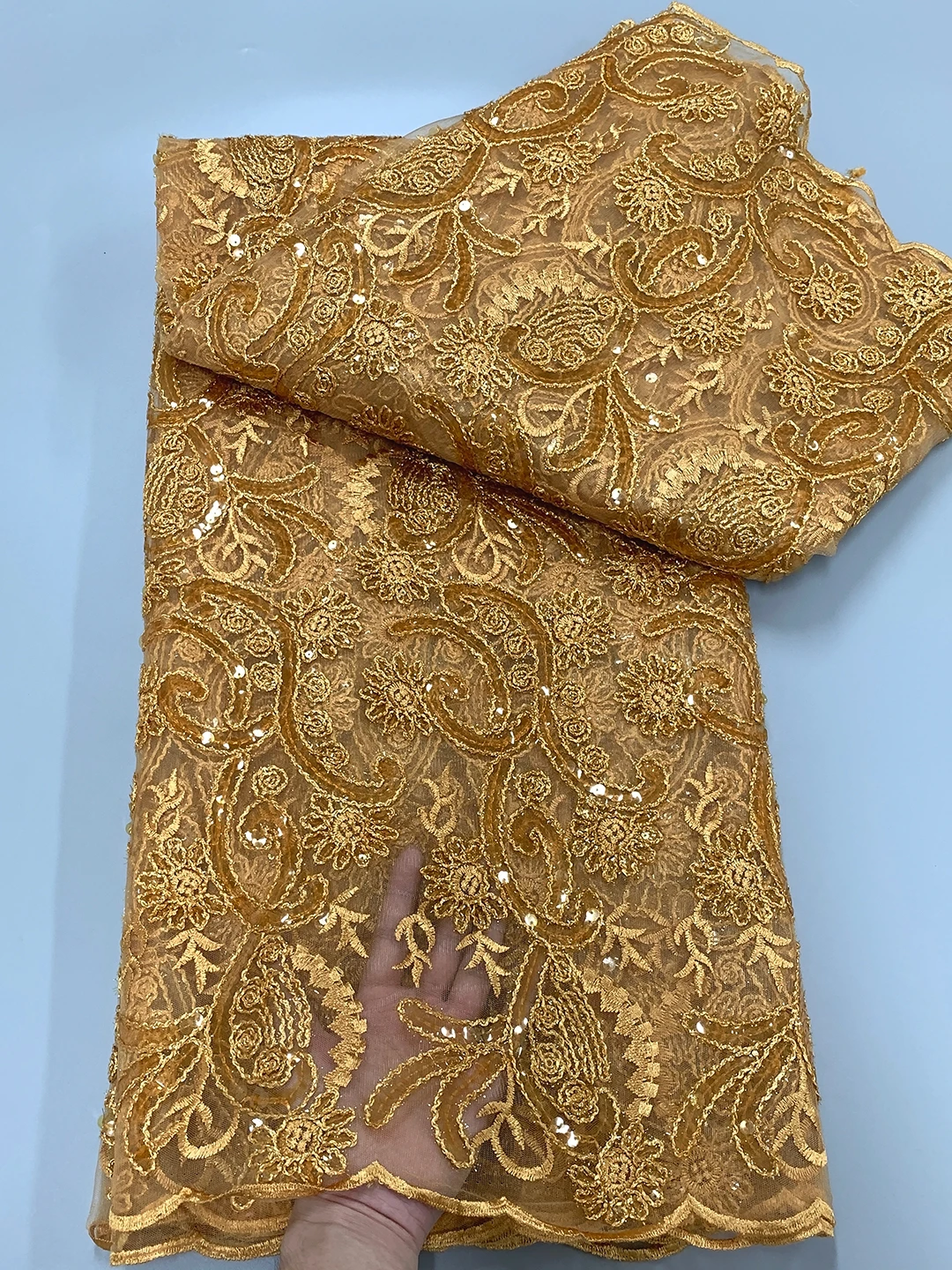 Gold Nigerian Sequins Tulle Lace Fabric 2024 High Quality French Guipure Cord Lace Fabric For Bridal Christmas Party Dresses Sew
Gold Nigerian Sequins Tulle Lace Fabric 2024 High Quality French Guipure Cord Lace Fabric For Bridal Christmas Party Dresses Sew