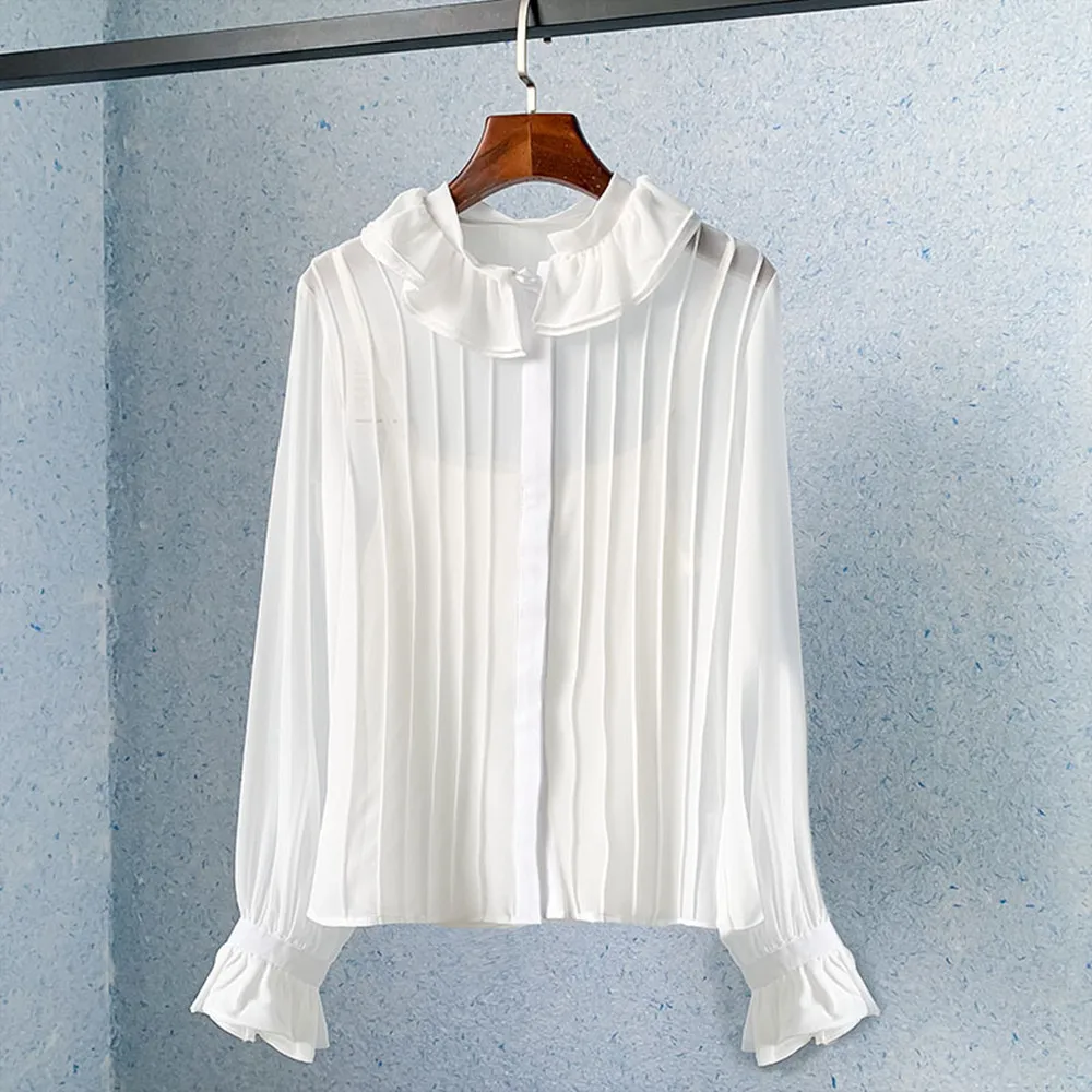 Spring France Style OL Ruffles Shirts New Designer Women's High Quality White Chiffon Blouses Top F181
Spring France Style OL Ruffles Shirts New Designer Women's High Quality White Chiffon Blouses Top F181