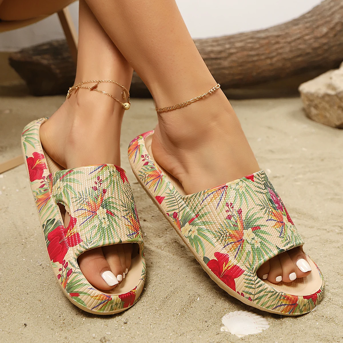 Summer New Women's Floral Slip-On Slippers Red Fashion Print Sandals Beach walk Vacation Home Shower Comfortable flat Slides
Summer New Women's Floral Slip-On Slippers Red Fashion Print Sandals Beach walk Vacation Home Shower Comfortable flat Slides