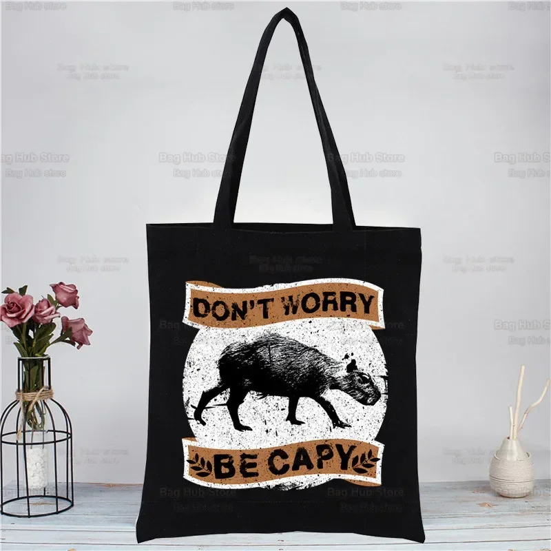 Capybara Canvas Bag Tote Bag Shopping Black Unisex Cartoon Don't Worry Be Capy Travel Handbag Capibara Shoulder Bags
Capybara Canvas Bag Tote Bag Shopping Black Unisex Cartoon Don't Worry Be Capy Travel Handbag Capibara Shoulder Bags