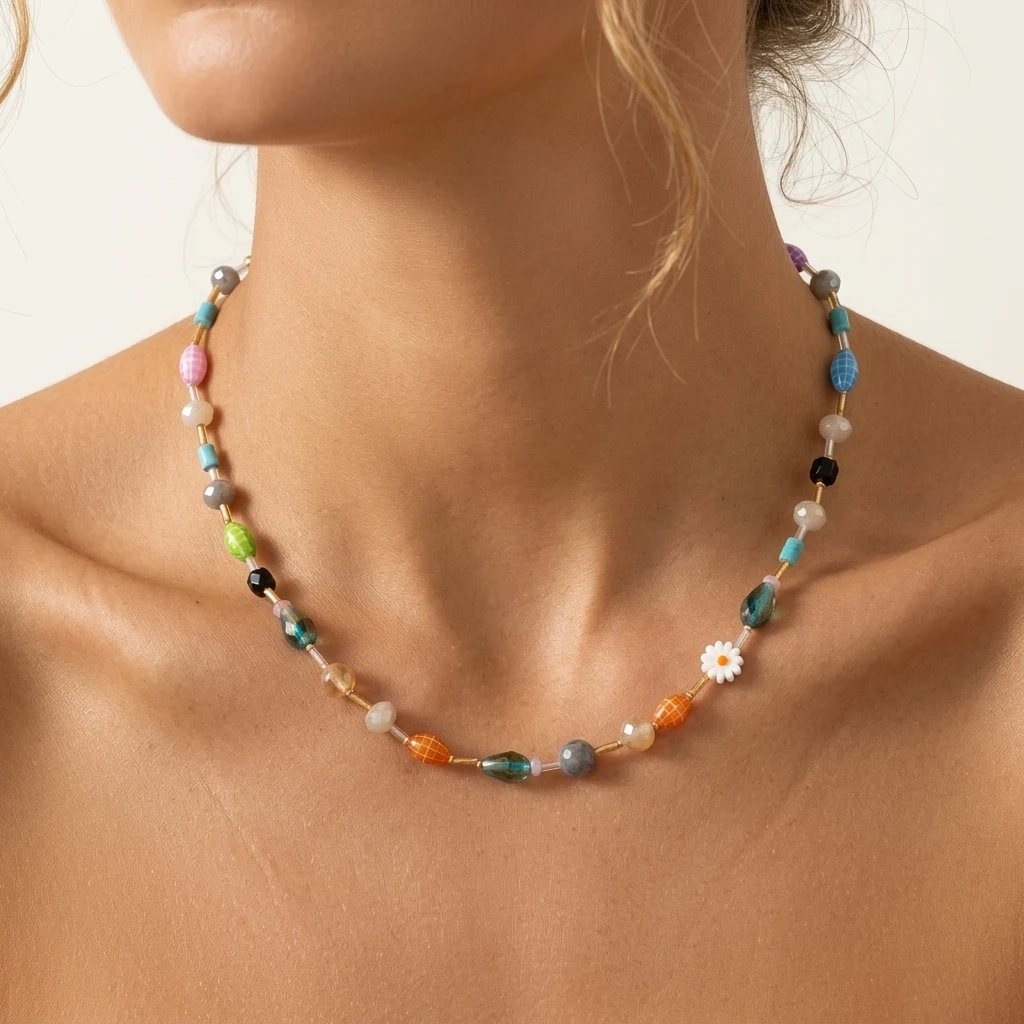 1PCS Bohemian Style Glass Bead White Flower Necklace Suitable for Daily Vacation Holiday Wear Gift for Beautiful Girls
1PCS Bohemian Style Glass Bead White Flower Necklace Suitable for Daily Vacation Holiday Wear Gift for Beautiful Girls