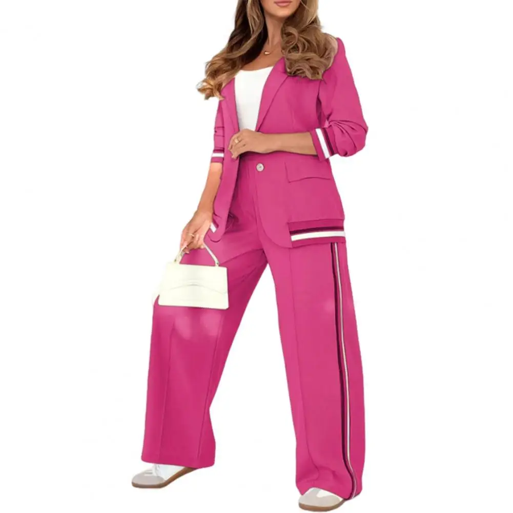 Women Top Pants Set Elegant Office Suit Set with Turn-down Collar Jacket High Waist Wide Leg Trousers for Commuting
Women Top Pants Set Elegant Office Suit Set with Turn-down Collar Jacket High Waist Wide Leg Trousers for Commuting