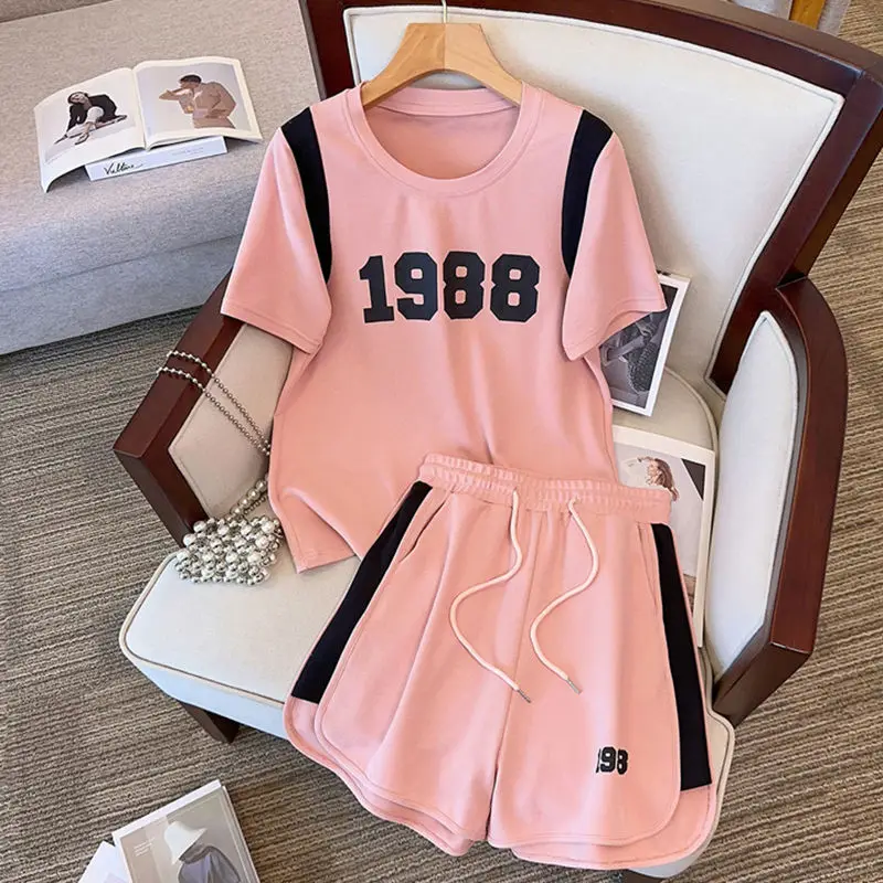 Summer Casual Short Sets Female Fashion Letter O-neck Short Sleeve Elastic Waist Two-piece Suit Loose Drawstring Matching Sets
Summer Casual Short Sets Female Fashion Letter O-neck Short Sleeve Elastic Waist Two-piece Suit Loose Drawstring Matching Sets