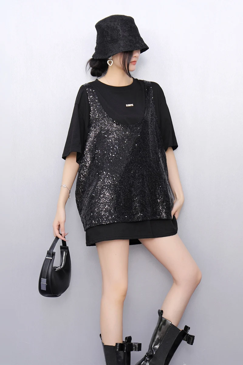 2025 Summer New Korean Style Fashion Women Sequined Loose T-shirts Female Short Sleeve Top Wholesale J991
2025 Summer New Korean Style Fashion Women Sequined Loose T-shirts Female Short Sleeve Top Wholesale J991