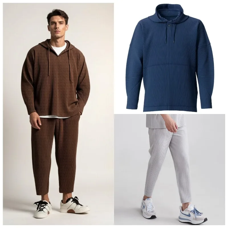 Miyake Classic Pleated Hoodies Sets for Men Plisse 2026 Summer New Hooded Sweatshirt + Straight Pants 2-Piece Set Men's Clothing
Miyake Classic Pleated Hoodies Sets for Men Plisse 2026 Summer New Hooded Sweatshirt + Straight Pants 2-Piece Set Men's Clothing