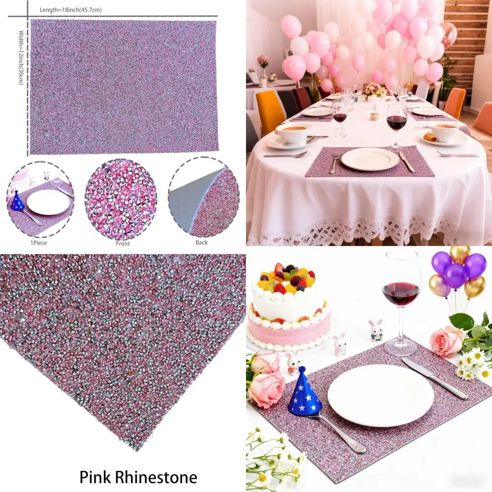 Set of 8 Champagne Gold Glitter Rhinestone Rectangular Placemats, 12x18 inches, Diamond Design for Girls' Special Occasions
Set of 8 Champagne Gold Glitter Rhinestone Rectangular Placemats, 12x18 inches, Diamond Design for Girls' Special Occasions