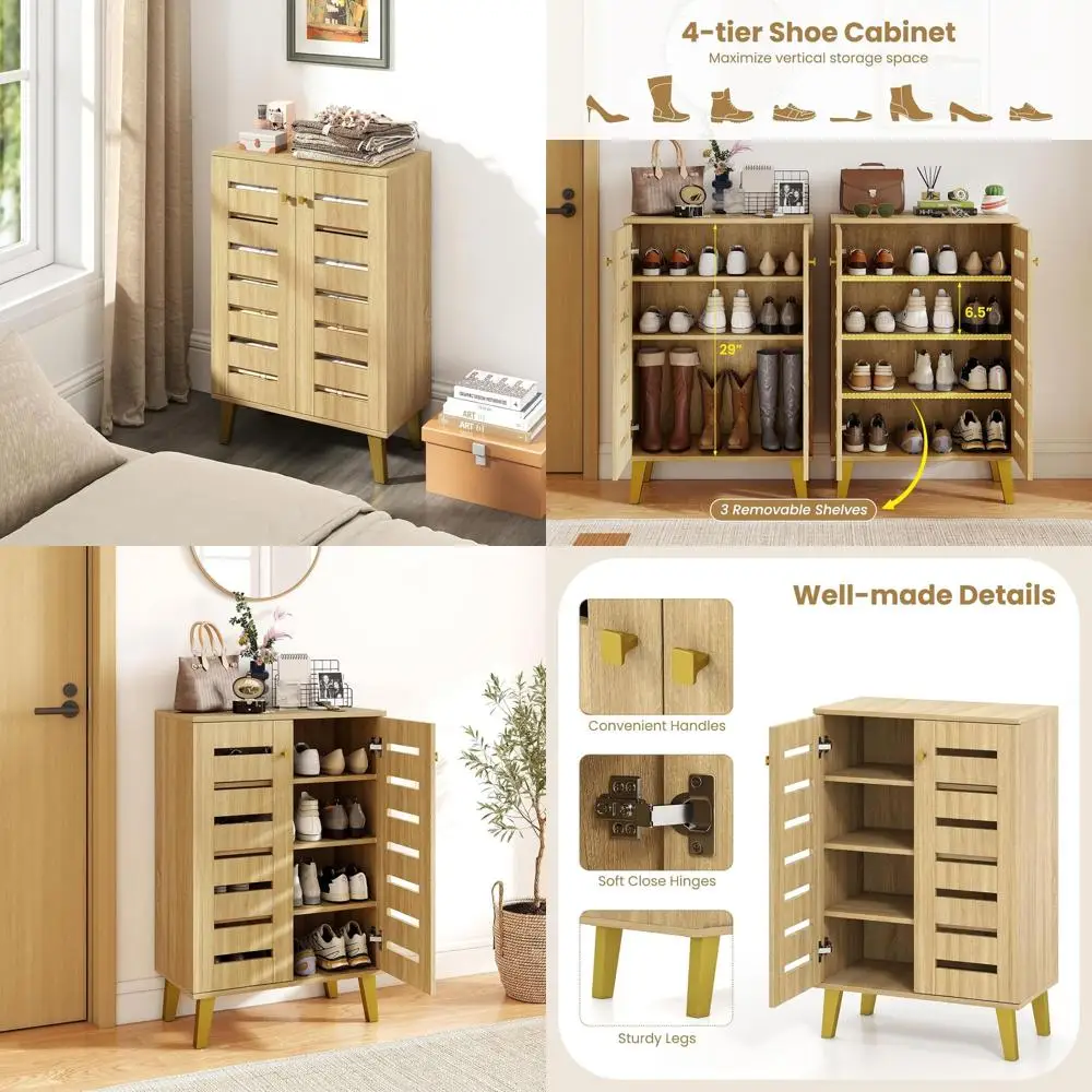 4-Tier Wooden Shoe Storage Organizer with Removable Shelves for Entryway, Hallway, Closet, Living Room
4-Tier Wooden Shoe Storage Organizer with Removable Shelves for Entryway, Hallway, Closet, Living Room