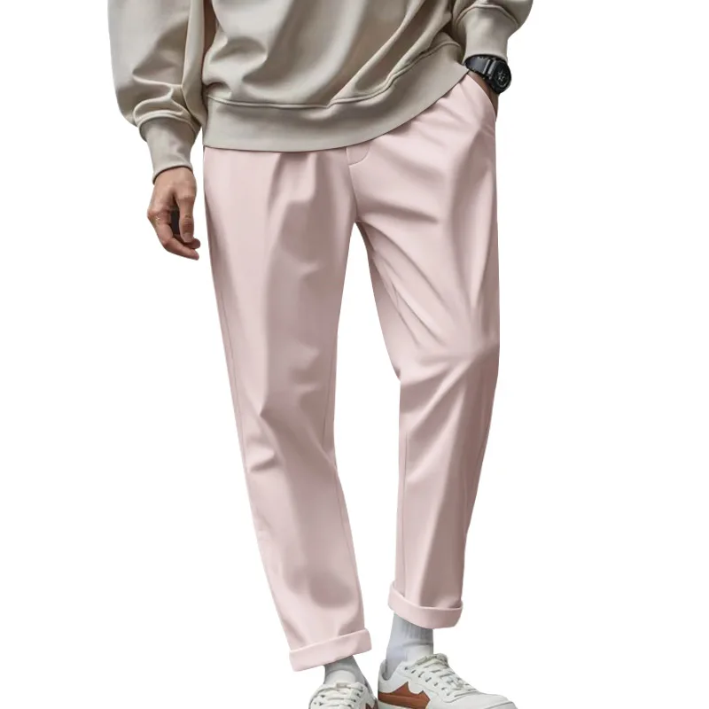 American spring and summer men's loose and comfortable quick-drying waist casual business solid color trousers
American spring and summer men's loose and comfortable quick-drying waist casual business solid color trousers