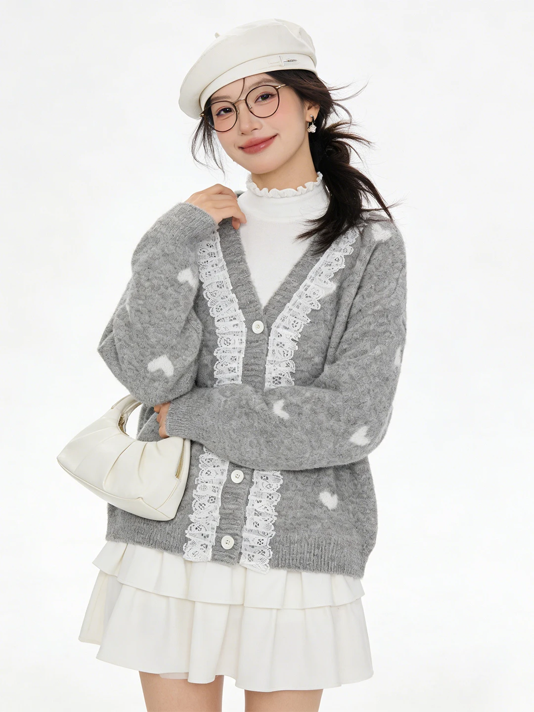 Korean Sle Soft Lace Splicing Knitted V-Ne Open Cardigan Spring Autumn Sweater Jaet Slimming Love Heart Embroidery
Korean Sle Soft Lace Splicing Knitted V-Ne Open Cardigan Spring Autumn Sweater Jaet Slimming Love Heart Embroidery