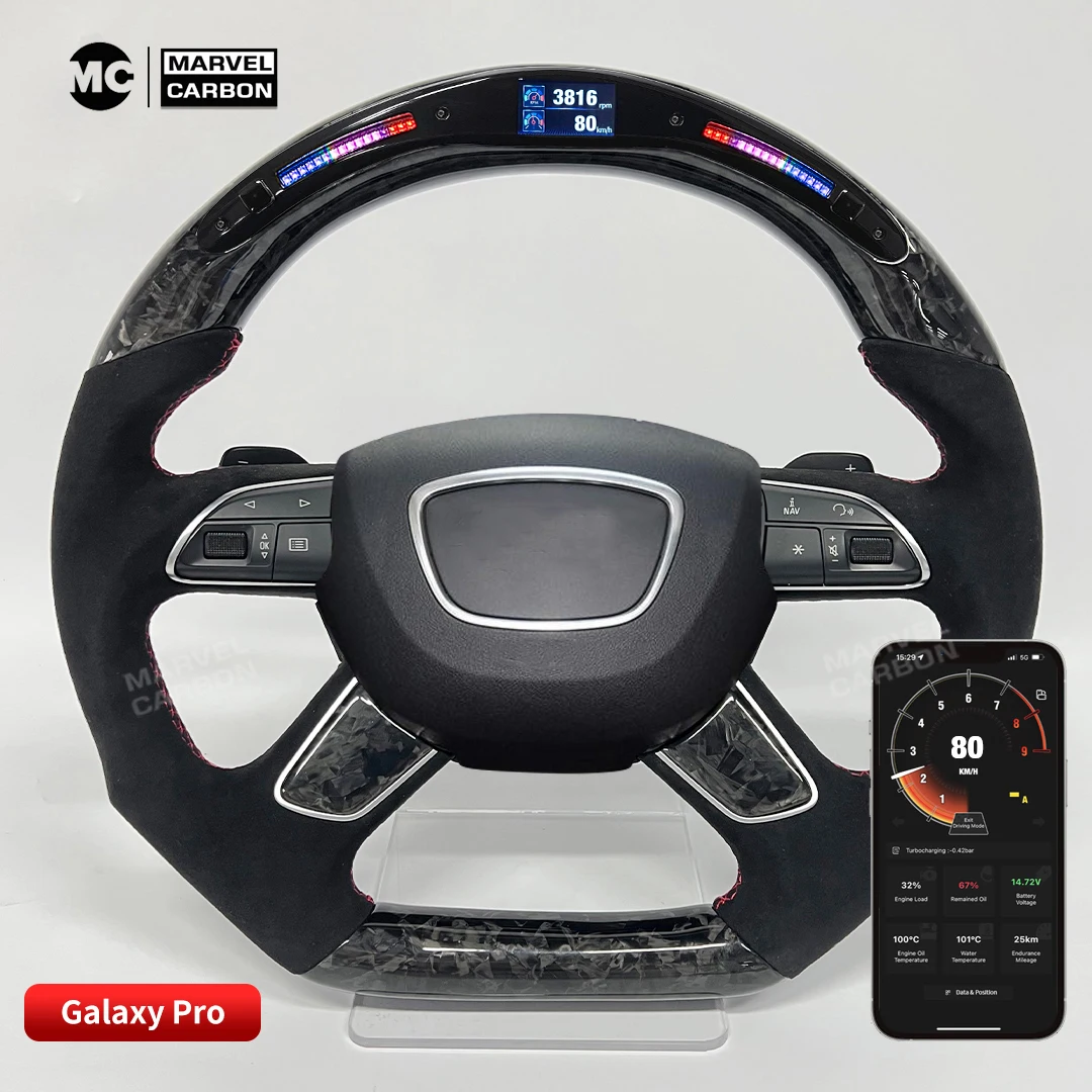 Forged Carbon Fiber LED Performance Steering Wheel for Audi A6 A8 D-shaped Flat-bottom Alcantara Leather
Forged Carbon Fiber LED Performance Steering Wheel for Audi A6 A8 D-shaped Flat-bottom Alcantara Leather