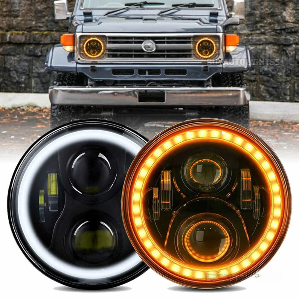 Pair 7" LED Amber Halo Headlights for Landcruiser HZJ75 60 70 73 75 78 79 Series
Pair 7" LED Amber Halo Headlights for Landcruiser HZJ75 60 70 73 75 78 79 Series