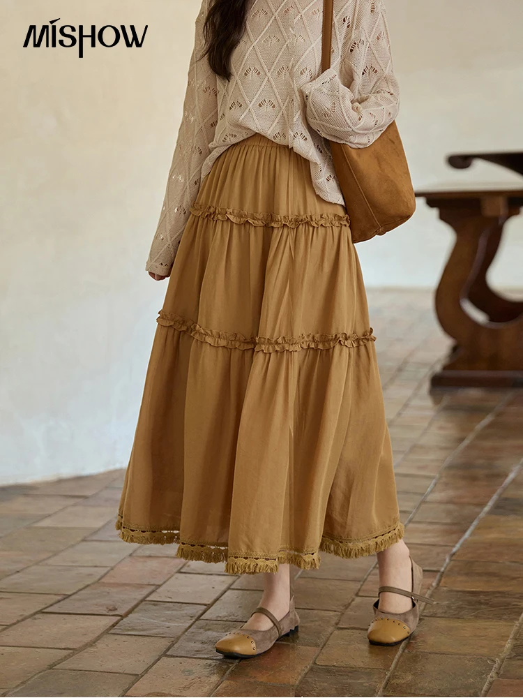 MISHOW Retro Orange 100 Lyocell Skirt 2025 Autumn Black Fungus Edge A-line Skirts Elastic High Waist Hem Tassel Skirt MXE42B2386
MISHOW Retro Orange 100 Lyocell Skirt 2025 Autumn Black Fungus Edge A-line Skirts Elastic High Waist Hem Tassel Skirt MXE42B2386