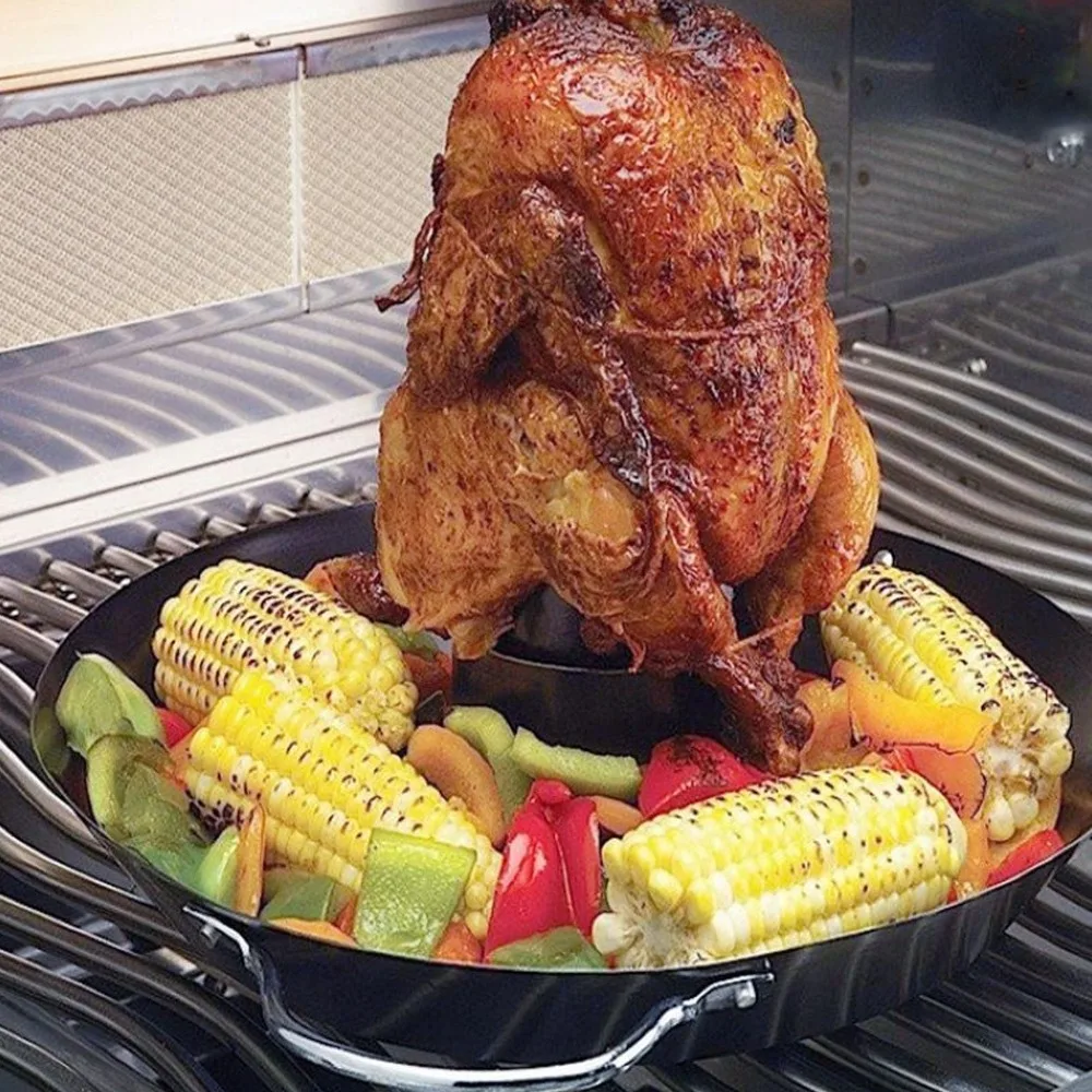 Reusable Beer Can Chicken Roaster Rack Stainless Steel Silver Grill Chicken Holder Large With Handle BBQ Roasting Pan
Reusable Beer Can Chicken Roaster Rack Stainless Steel Silver Grill Chicken Holder Large With Handle BBQ Roasting Pan