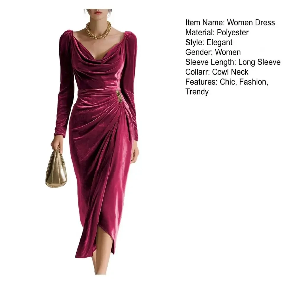 Autumn Winter Velvet Long Sleeved A-line Dress Elegant Temperament High Waisted Banquet Dress Women's Square Neck Draped Dress
Autumn Winter Velvet Long Sleeved A-line Dress Elegant Temperament High Waisted Banquet Dress Women's Square Neck Draped Dress