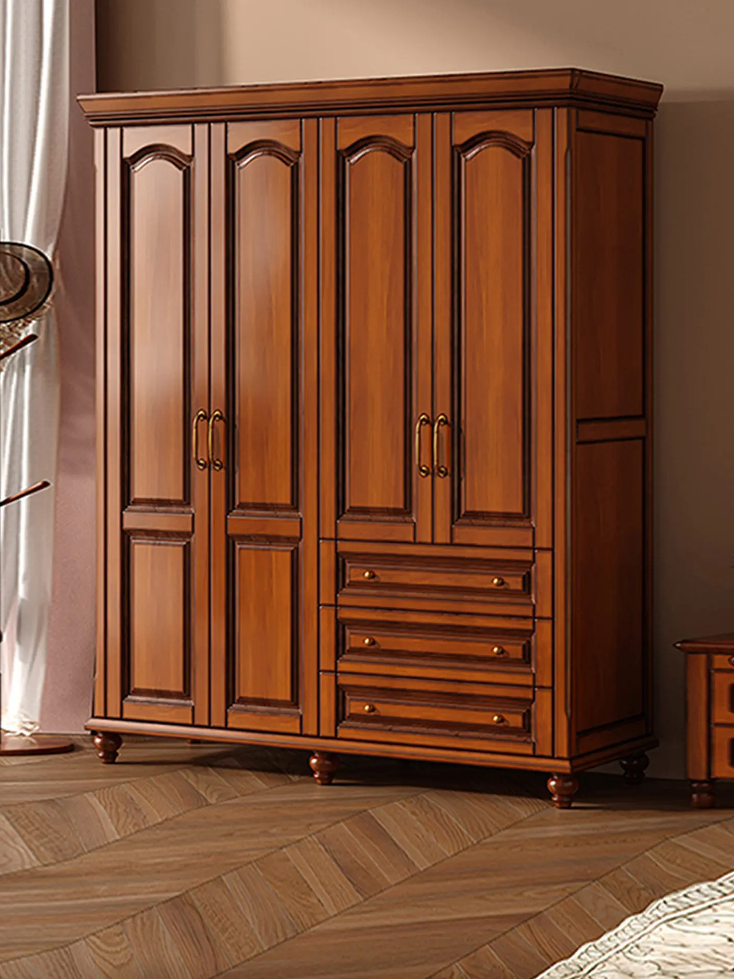 PYJ American solid wood bedroom locker retro carved edge cabinet fitting mirror wardrobe
PYJ American solid wood bedroom locker retro carved edge cabinet fitting mirror wardrobe