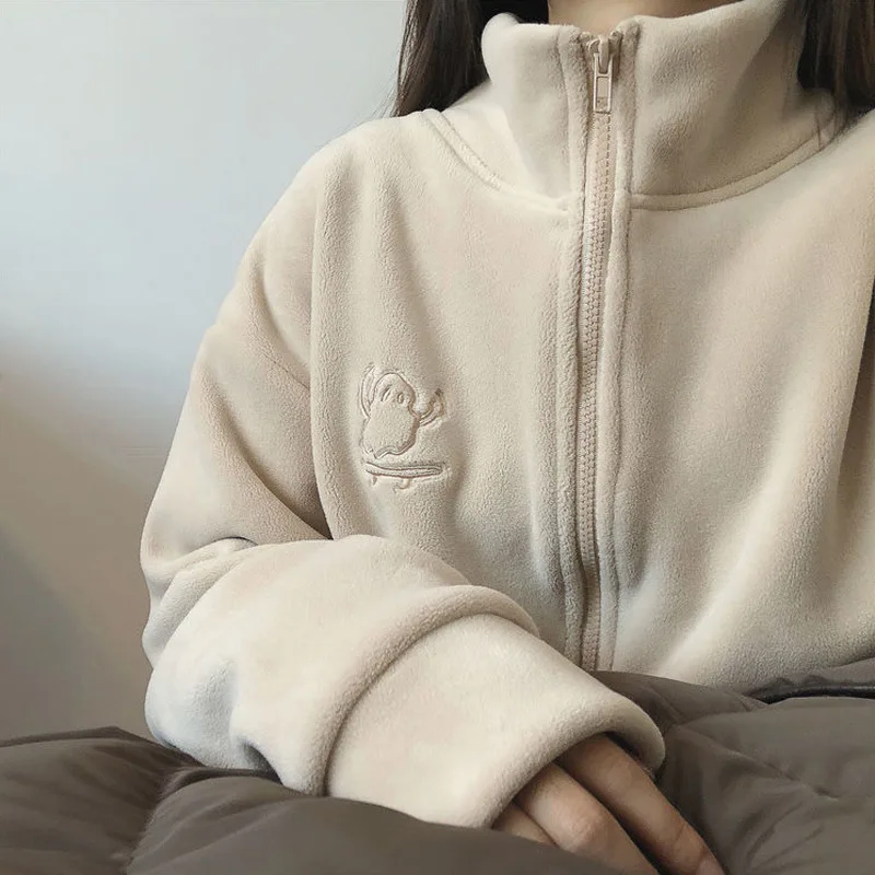Thickened Orlon High Collar Zipper Sweatshirt Cardigan Women's Warm Fleece Outerwear Autumn Winter Style Fashionable Color
Thickened Orlon High Collar Zipper Sweatshirt Cardigan Women's Warm Fleece Outerwear Autumn Winter Style Fashionable Color