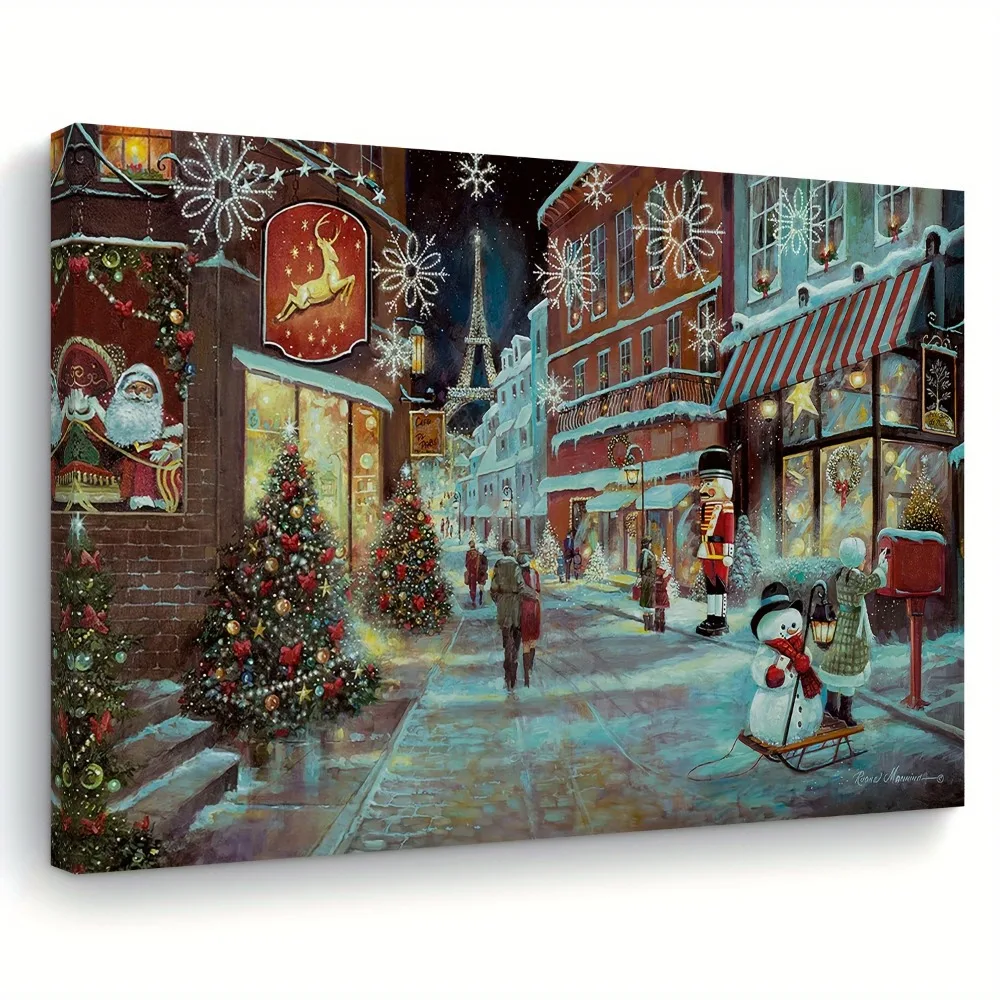 1.5 inch thick pine frame Paris Christmas canvas art, Santa Claus, snowman and Eiffel Tower holiday wall decoration,
1.5 inch thick pine frame Paris Christmas canvas art, Santa Claus, snowman and Eiffel Tower holiday wall decoration,