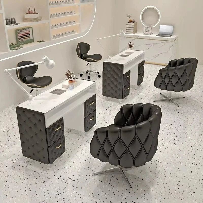 Dark wooden manicure table and chair set with vacuum cleaner socket Internet celebrity marble countertop manicure table
Dark wooden manicure table and chair set with vacuum cleaner socket Internet celebrity marble countertop manicure table