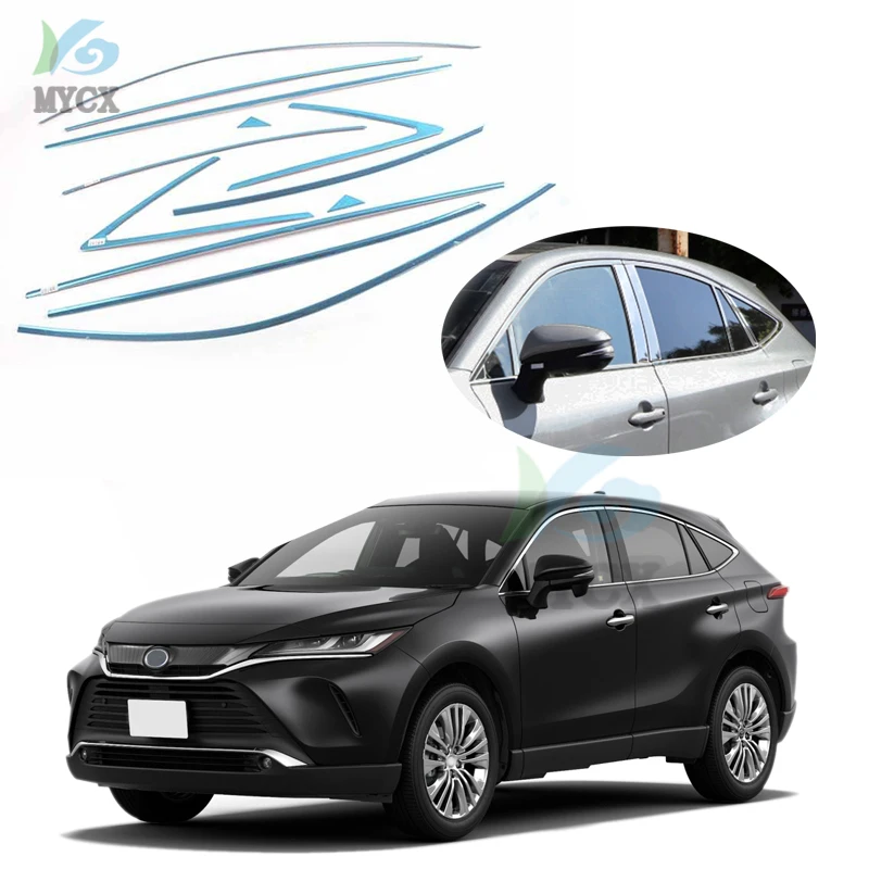12PCS Car styling body stainless steel glass window garnish pillar middle column strip trim For Toyota Harrier 2022
12PCS Car styling body stainless steel glass window garnish pillar middle column strip trim For Toyota Harrier 2022