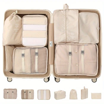 7-Piece Travel Bag Set, Luggage Organizers, Multi-functional Clothing Packing Cubes, Clothes Sorting Suitcases With Various Siz