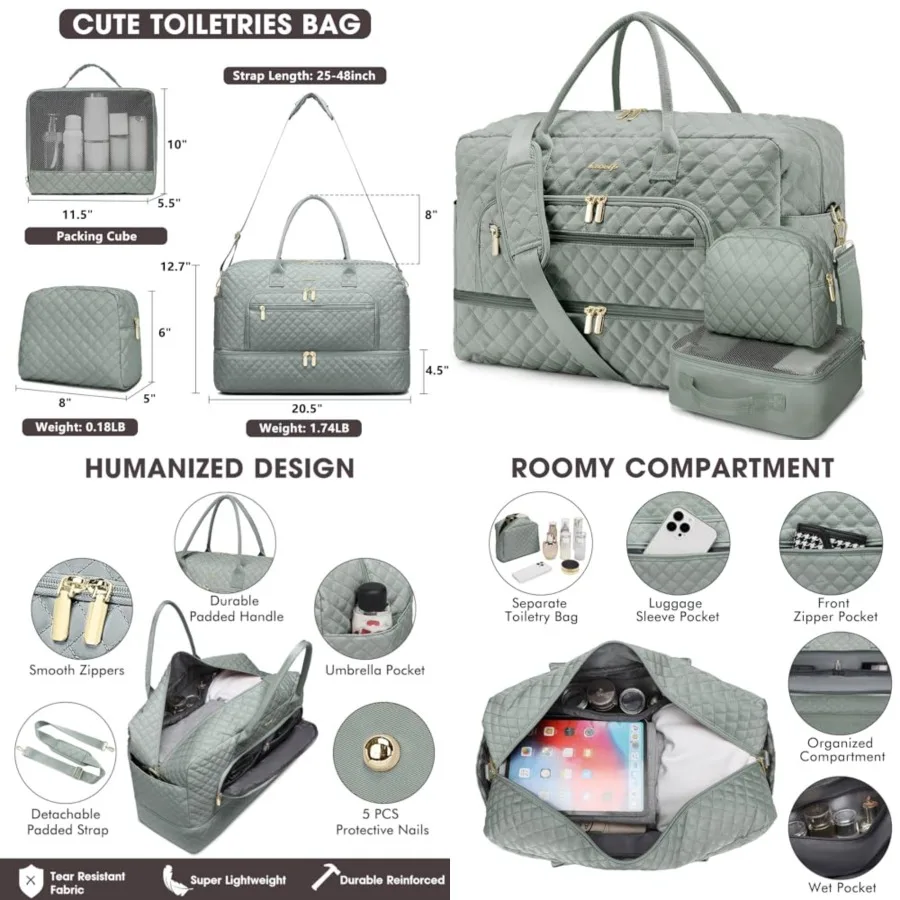 Large Women Travel Duffle Bag, Weekender Bags for Women with Shoe Compartment, Carry on Overnight Bag with Toiletry Bag, Gym Du
Large Women Travel Duffle Bag, Weekender Bags for Women with Shoe Compartment, Carry on Overnight Bag with Toiletry Bag, Gym Du