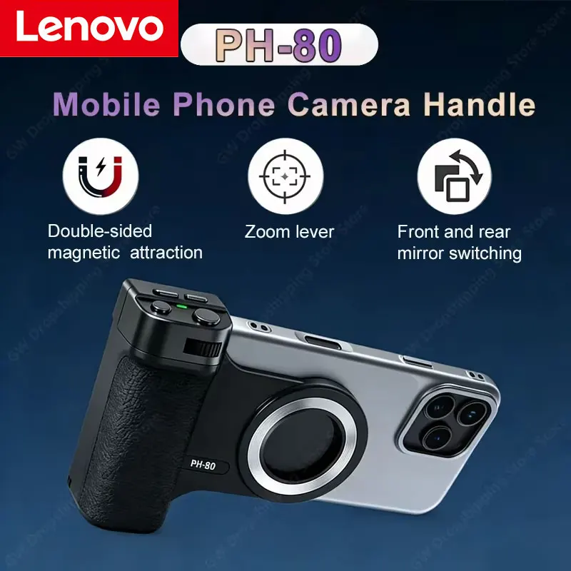 Lenovo Magnetic Bluetooth Phone Camera Grip, Remote Control with Fill Light Zoom & Shutter Button Portable Stabilizer
Lenovo Magnetic Bluetooth Phone Camera Grip, Remote Control with Fill Light Zoom & Shutter Button Portable Stabilizer