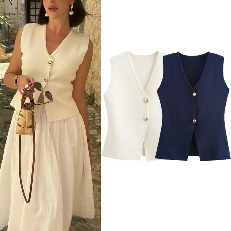 Tops Women 2024 Summer Autumn Elegant Knitted Tank Vest Top Ladies Fashion Casual White Black Short Sleeveless Vest Tops
Tops Women 2024 Summer Autumn Elegant Knitted Tank Vest Top Ladies Fashion Casual White Black Short Sleeveless Vest Tops