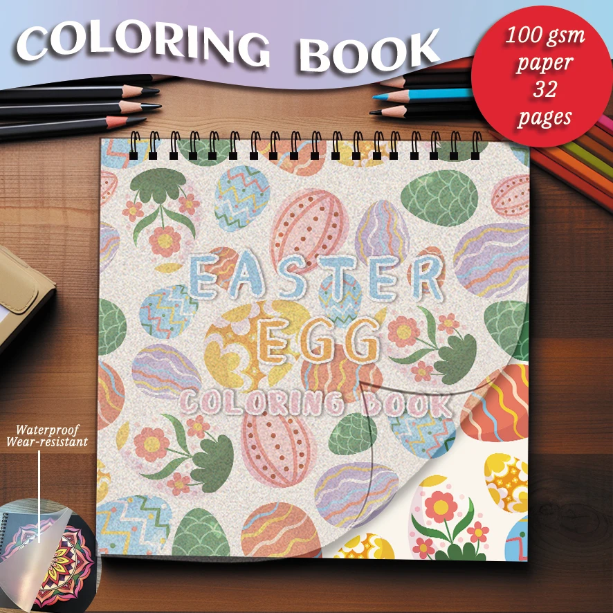 Coloring Book - 8.27 x 8.27 inches 32 pages Easter eggs in basket Coloring Book - Ideal gift for family or friends
Coloring Book - 8.27 x 8.27 inches 32 pages Easter eggs in basket Coloring Book - Ideal gift for family or friends