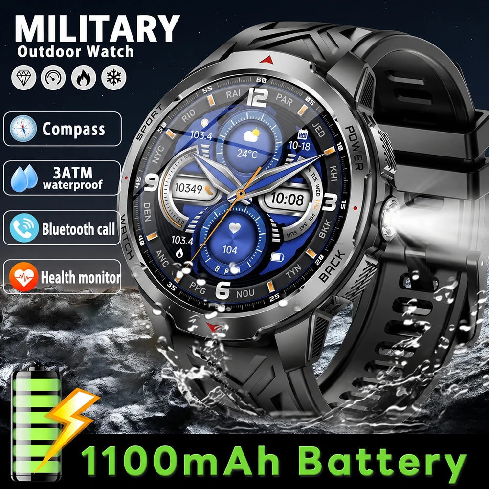 Military Outdoor 1100mAh Smart Watch Men 1.7" Large AMOLED Clock Compass Sport Watches IP68 Waterproof Bluetooth Call Smartwatch
Military Outdoor 1100mAh Smart Watch Men 1.7" Large AMOLED Clock Compass Sport Watches IP68 Waterproof Bluetooth Call Smartwatch