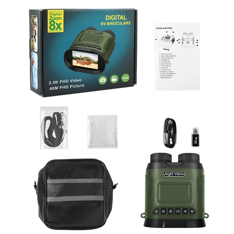 1080P Night Vision Binoculars 850nm Infrared HD 8X Digital Zoom Telescope Night Goggles For Hunting Camping Surveillance 350 m
1080P Night Vision Binoculars 850nm Infrared HD 8X Digital Zoom Telescope Night Goggles For Hunting Camping Surveillance 350 m