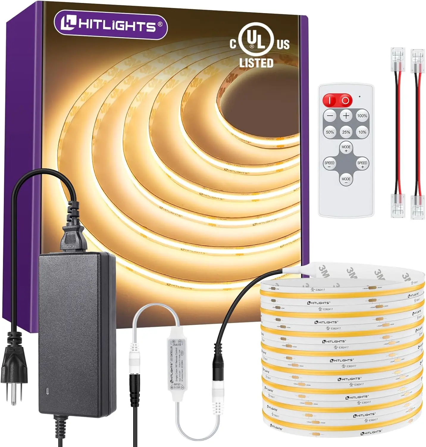 COB LED Strip Lights 16.4ft Dimmable 3000K Warm White 24V 2560 LEDs 350lm/ft UL Listed
COB LED Strip Lights 16.4ft Dimmable 3000K Warm White 24V 2560 LEDs 350lm/ft UL Listed