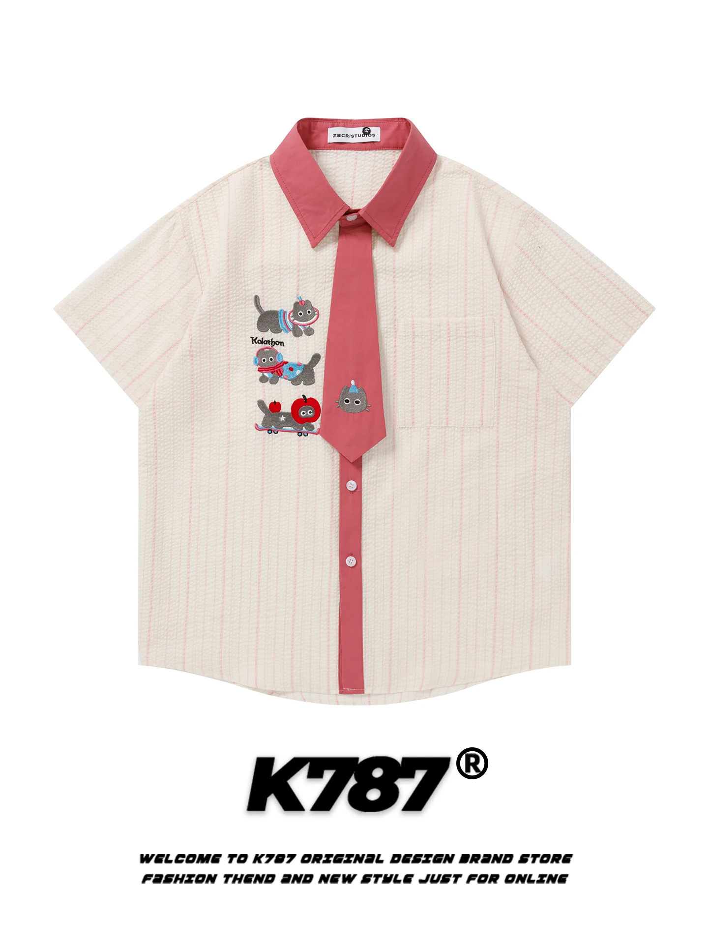 K787 American Street Sle ort Sve Embroidered irt Loose Casual Chic Anti-Aging Open Cardigan Top for Men And Women
K787 American Street Sle ort Sve Embroidered irt Loose Casual Chic Anti-Aging Open Cardigan Top for Men And Women