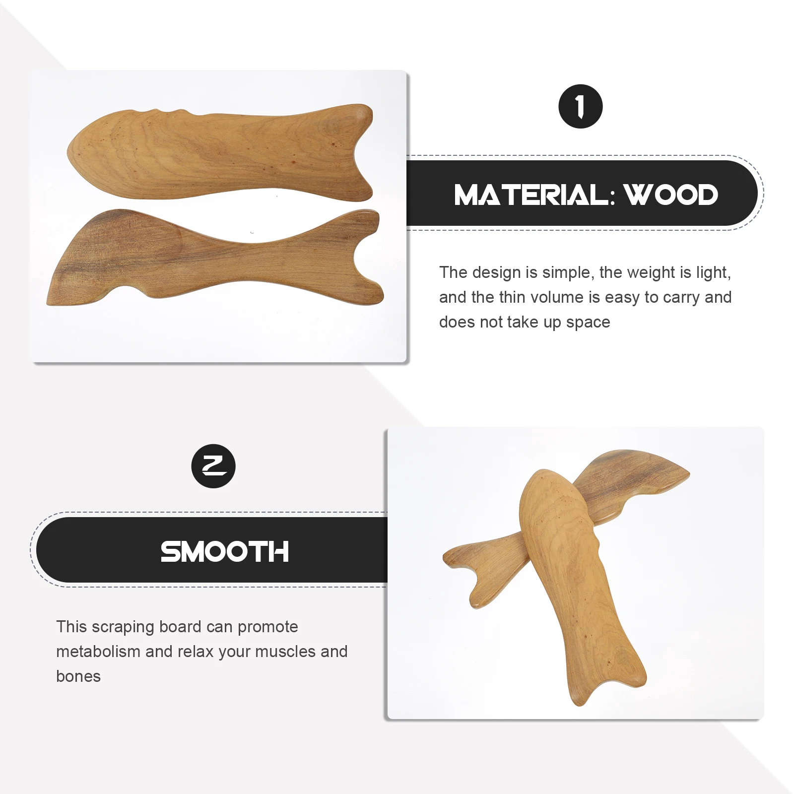 2pcs Fish Shape Wooden Massage Board Gua Sha Scraper Body Care Scraping Tool For Skin Health Lightweight Portable Relax Muscles
2pcs Fish Shape Wooden Massage Board Gua Sha Scraper Body Care Scraping Tool For Skin Health Lightweight Portable Relax Muscles
