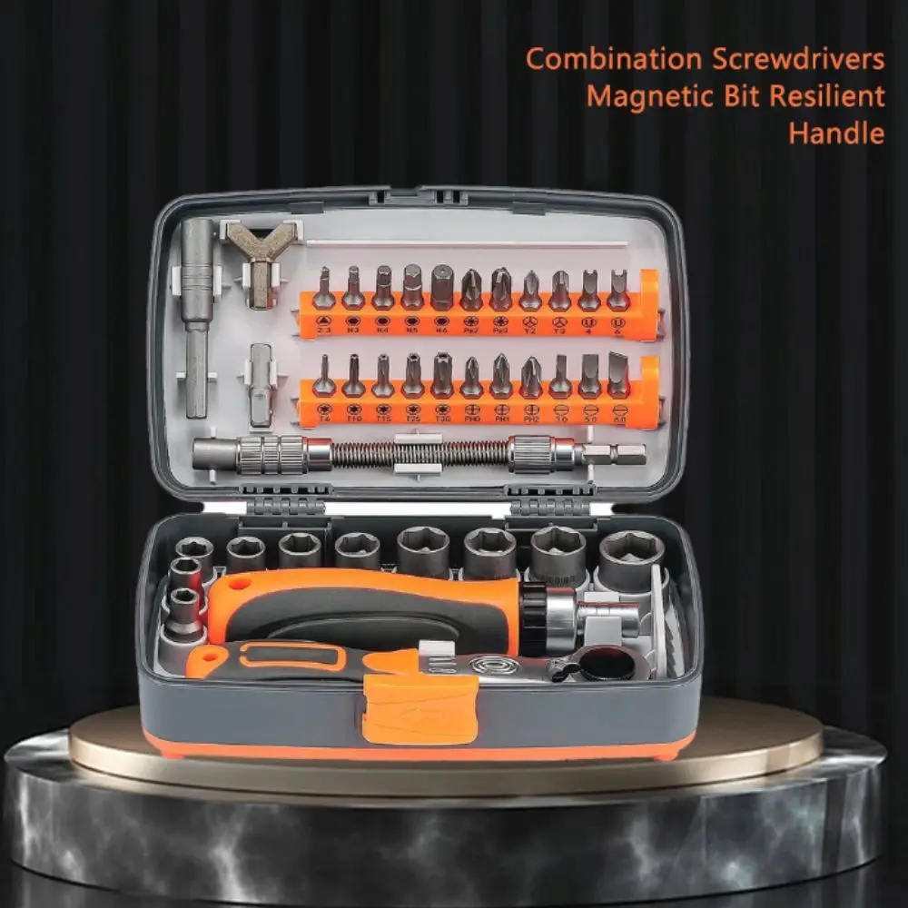 Rotatable Screwdriver Head 38-In-1 Screwdriver Set Hardware Tool Multipurpose Screwdriver Labor-Saving Ratchet 38 In One
