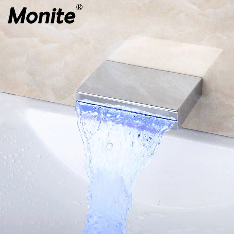 Monite Bathroom Wall Mount Chrome Brass Mixer Tap Faucet Spout LED Color Changing Bathroom Basin Sink Faucet Waterfall Spout
Monite Bathroom Wall Mount Chrome Brass Mixer Tap Faucet Spout LED Color Changing Bathroom Basin Sink Faucet Waterfall Spout