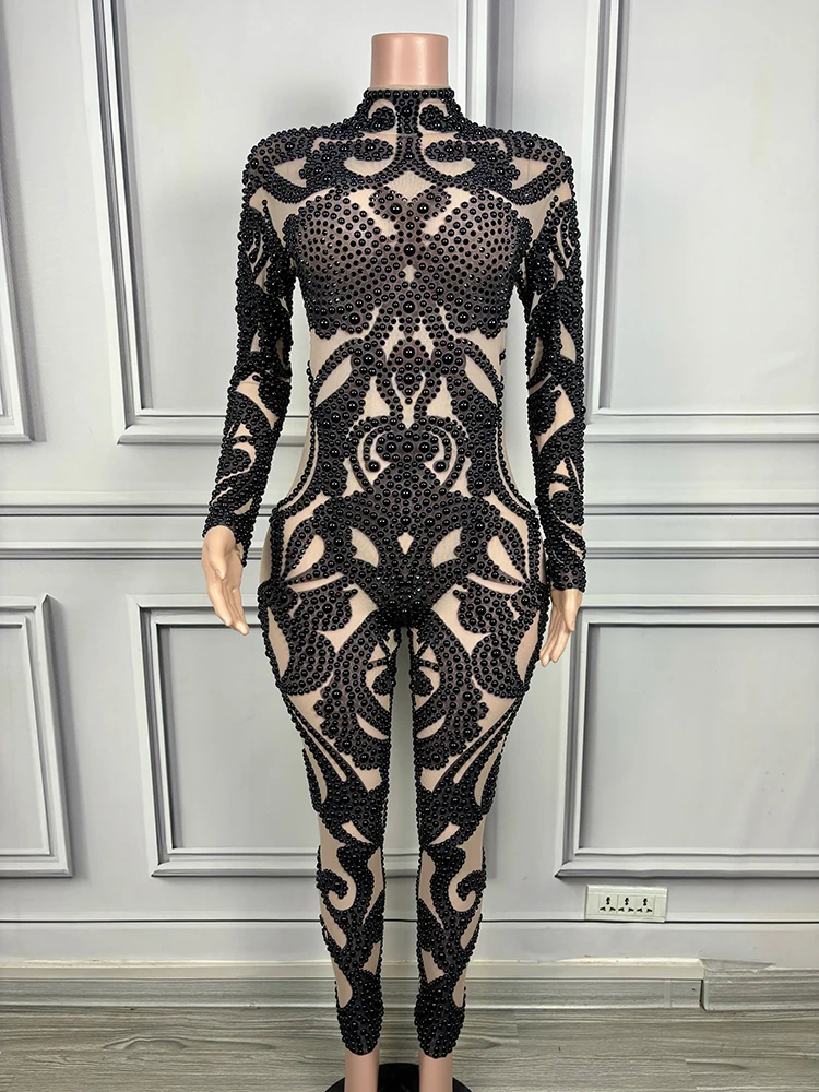 Black Jumpsuit Pearls Evening Party dresses Opaque drag costume sexy festival show costumes Birthday Special Ocassion
Black Jumpsuit Pearls Evening Party dresses Opaque drag costume sexy festival show costumes Birthday Special Ocassion