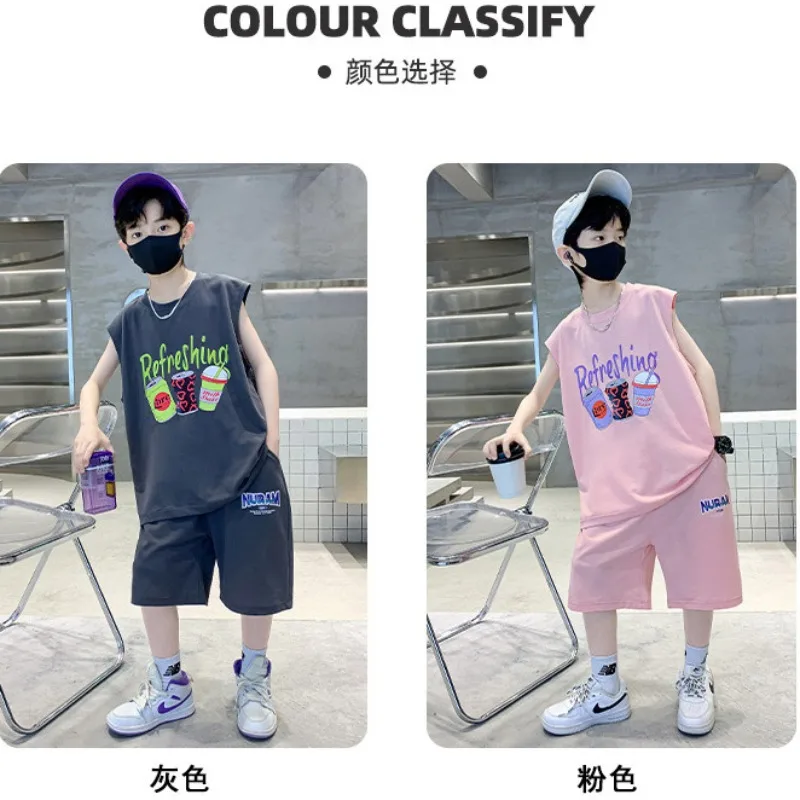 Trendy Boys Clothes Set Summer Sleeveless Top & Shorts 2 Pieces Suit Teenage Boy Letter Tracksuit Cartoon Vest Breathable Outfit
Trendy Boys Clothes Set Summer Sleeveless Top & Shorts 2 Pieces Suit Teenage Boy Letter Tracksuit Cartoon Vest Breathable Outfit