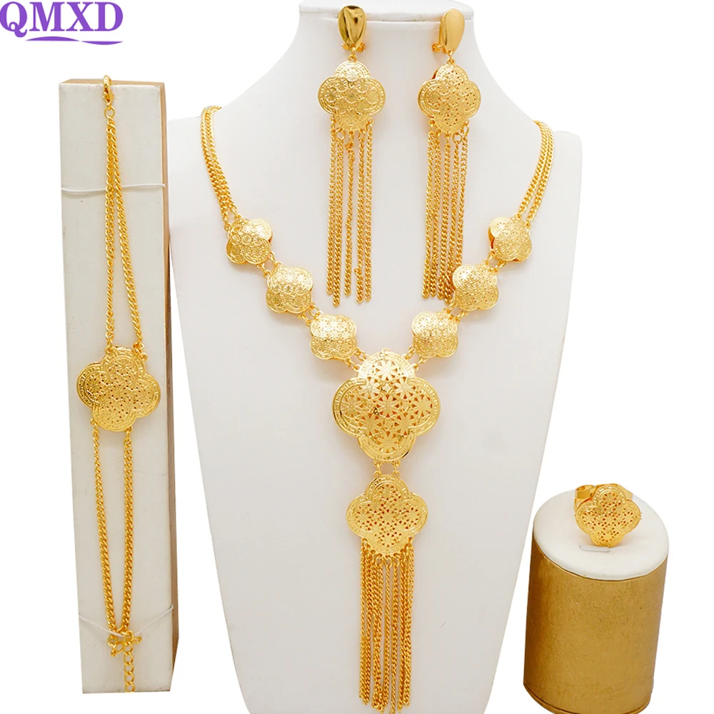 Luxury African Dubai Gold Color Jewelry Sets Romantic Set Copper Necklace Sets Ethiopian Bride Long Chain Sets Wedding Gifts
Luxury African Dubai Gold Color Jewelry Sets Romantic Set Copper Necklace Sets Ethiopian Bride Long Chain Sets Wedding Gifts