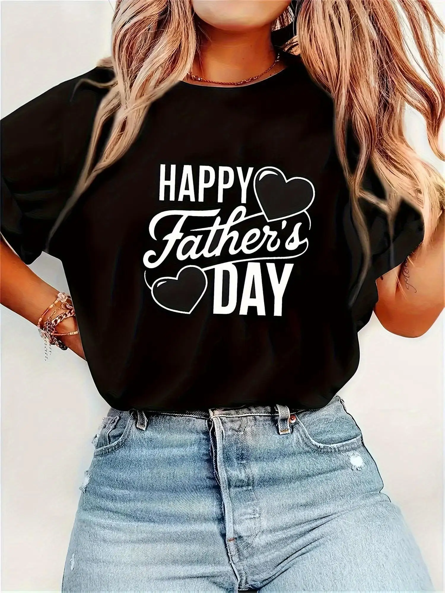 Holiday CheerHappy Father'S Day Heart Pattern Black T-Shirt Soft Breathable Casual Round Neck Short Sleeve Tee for Women
Holiday CheerHappy Father'S Day Heart Pattern Black T-Shirt Soft Breathable Casual Round Neck Short Sleeve Tee for Women