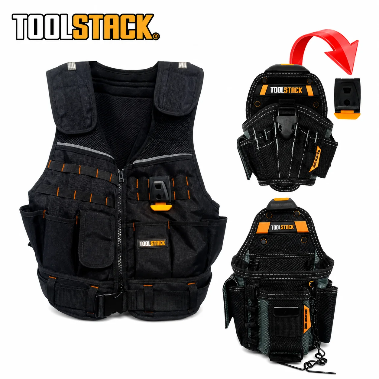 TOOLSTACK Tool Vest Set Heavy Duty Work Vest with Multi Pockets Adjustable Utility Vest with Tool Pouch Holster for Electricians
TOOLSTACK Tool Vest Set Heavy Duty Work Vest with Multi Pockets Adjustable Utility Vest with Tool Pouch Holster for Electricians