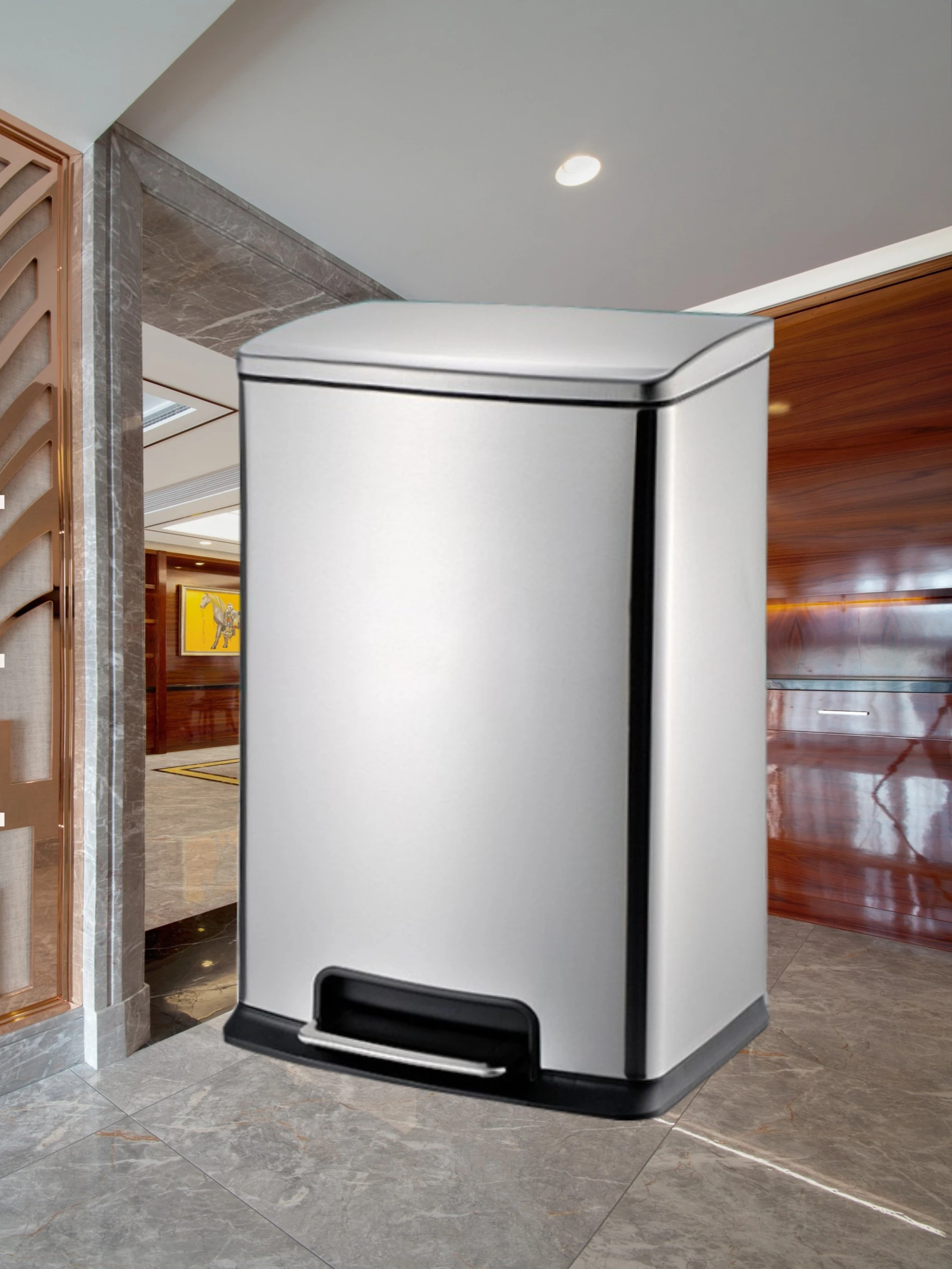 Ножная педаль из нержавеющей стали с крышкой для домашнего и отеля, уличная корзина для мусора, пригодная для вторичной переработки, квадратная апейская большая емкость
Ножная педаль из нержавеющей стали с крышкой для домашнего и отеля, уличная корзина для мусора, пригодная для вторичной переработки, квадратная апейская большая емкость