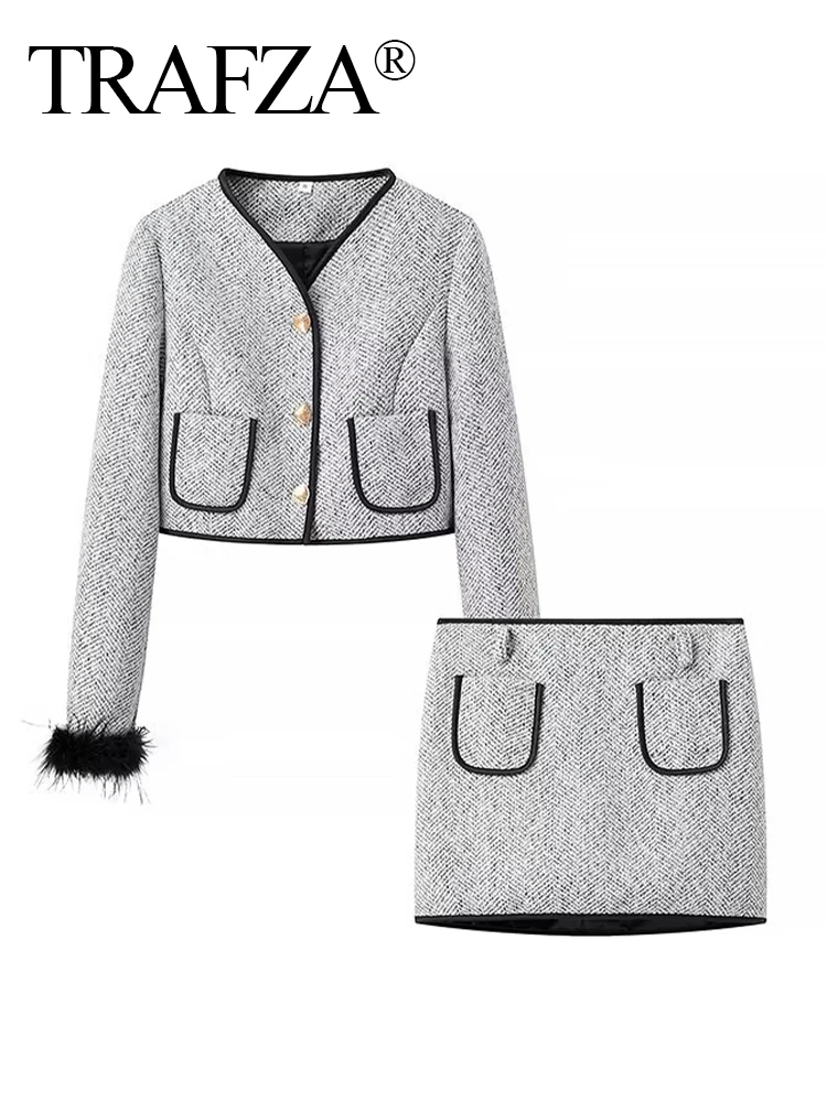 TRAFZA Women's Autumn Xiaoxiang Style Pattern 2-Piece Set Female Elegant Single-Breasted Short Jacket+Zipper Slimming Hip Skirt
TRAFZA Women's Autumn Xiaoxiang Style Pattern 2-Piece Set Female Elegant Single-Breasted Short Jacket+Zipper Slimming Hip Skirt