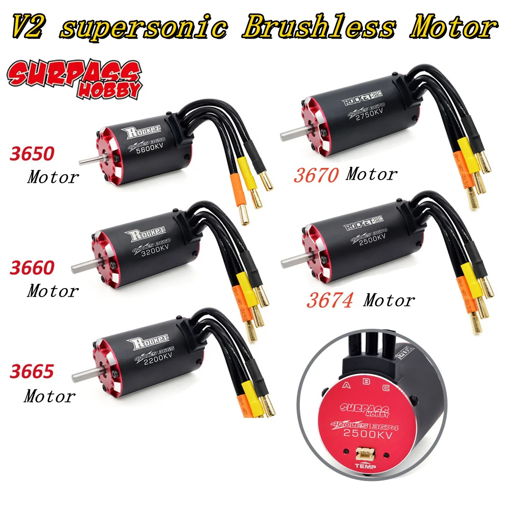 RC motor Rocket V2 supersonic Brushless Motor w/ Temp Sensor 3650 3660 3665 3670 3674 for 1/8 1/10 RC Car
RC motor Rocket V2 supersonic Brushless Motor w/ Temp Sensor 3650 3660 3665 3670 3674 for 1/8 1/10 RC Car