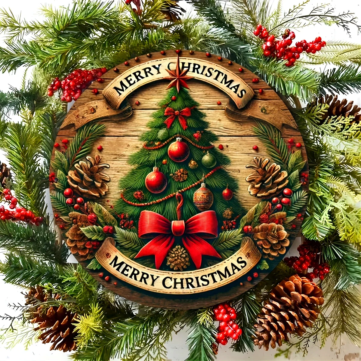 Vintage Tin Plate Painting,Christmas Tree Foil Engraved Iron Sign - Round Metal Plaque - Festive Holiday Decor - For Farmhouse,
Vintage Tin Plate Painting,Christmas Tree Foil Engraved Iron Sign - Round Metal Plaque - Festive Holiday Decor - For Farmhouse,