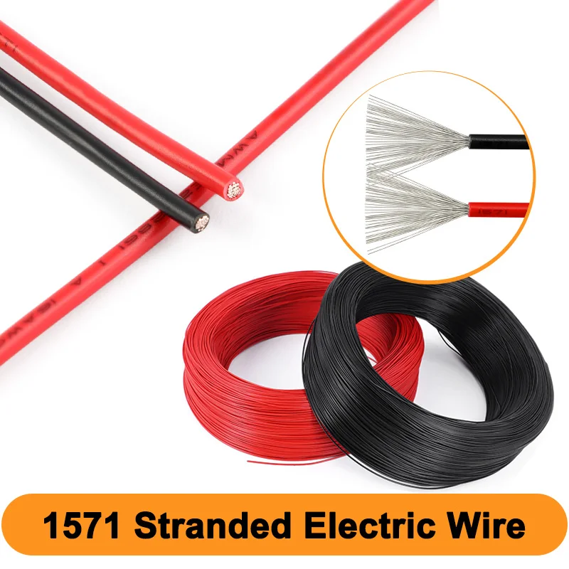 5/10/50/100m Black/Red 1571 Stranded Electric Wire 30/28/26/24/22/20/18/16AWG PVC Insulated 30V Tinned Copper Cable DIY LED Line
5/10/50/100m Black/Red 1571 Stranded Electric Wire 30/28/26/24/22/20/18/16AWG PVC Insulated 30V Tinned Copper Cable DIY LED Line