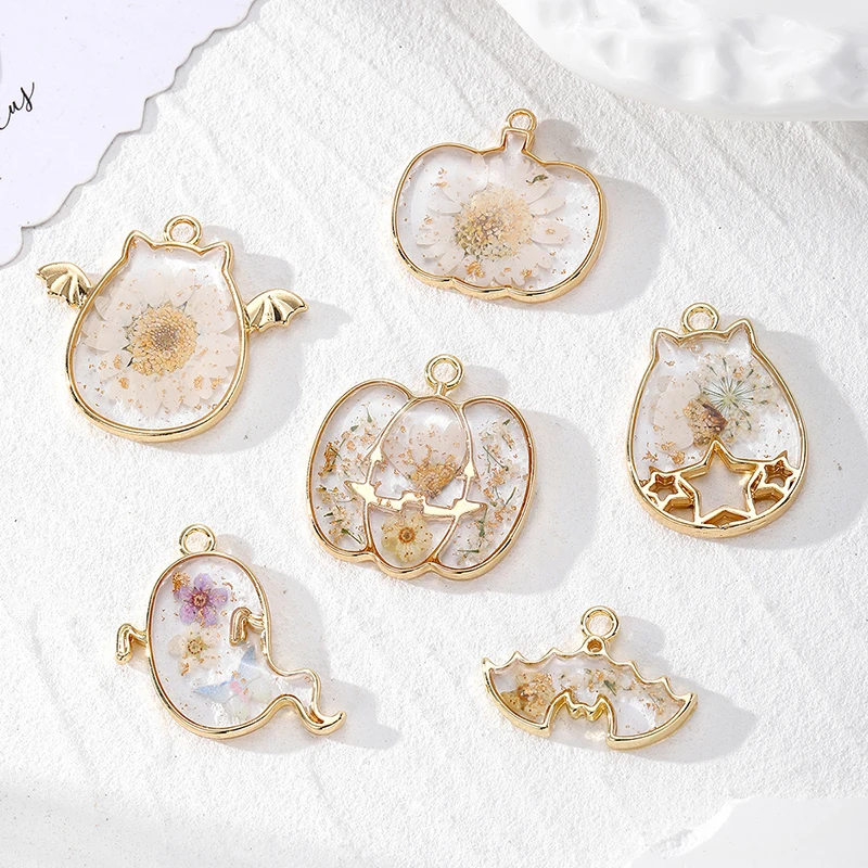 6pcs Hallowmas Pumpkin Ghost Bat Resin Charms Transparent Dried Flowers Pendant DIY Crafts For Earring Necklace Jewelry Make
6pcs Hallowmas Pumpkin Ghost Bat Resin Charms Transparent Dried Flowers Pendant DIY Crafts For Earring Necklace Jewelry Make